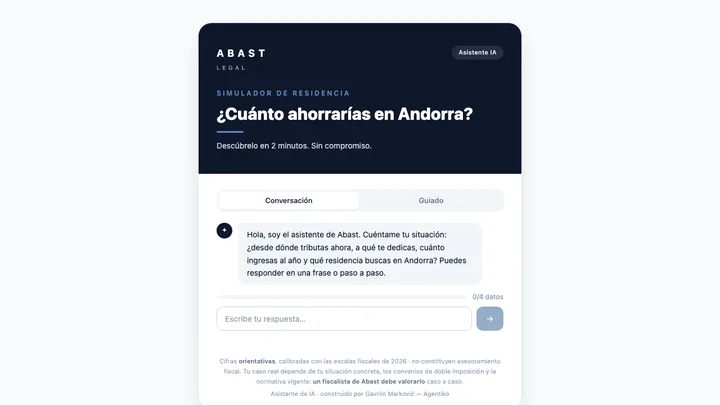 Captura del simulador de relocation fiscal